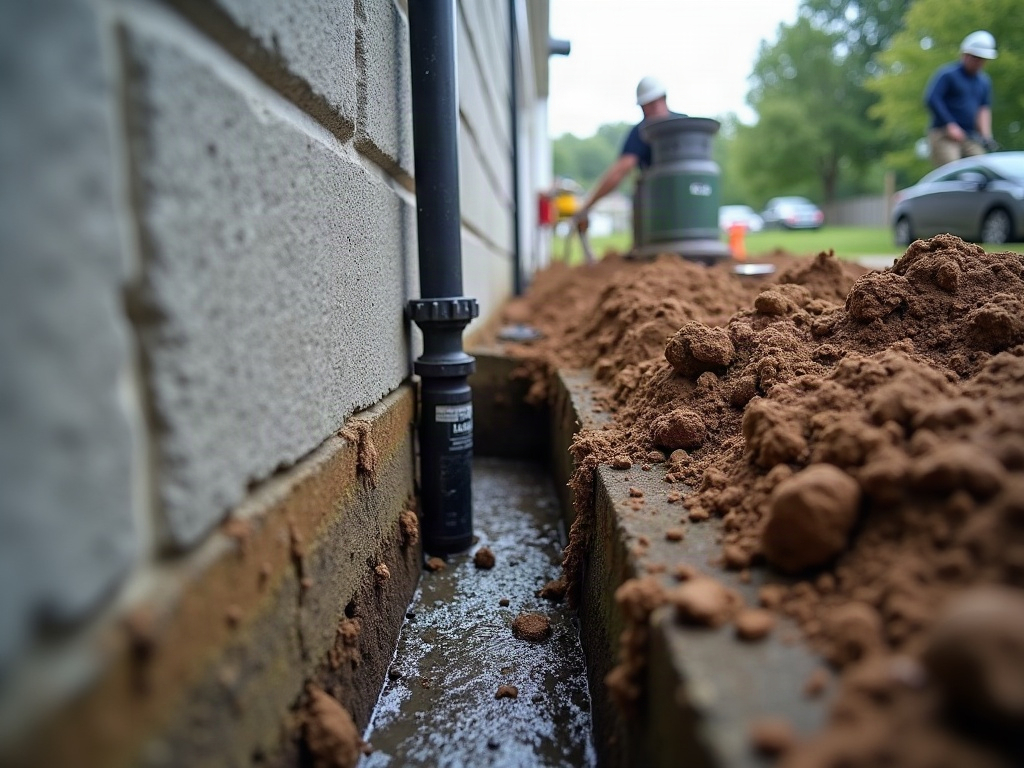 Interior perimeter drain and sump system installed in a Kent basement